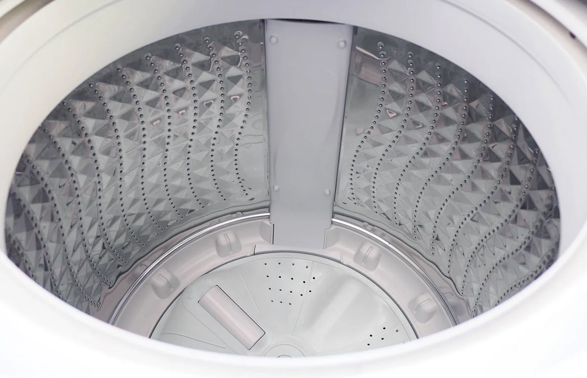 Top view of white washing machine