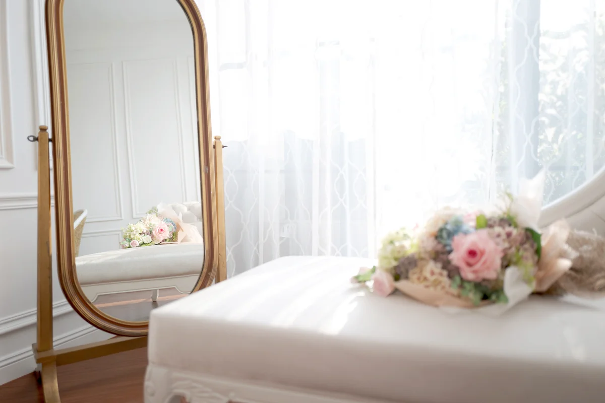 Interior decoration with classical style and a floor mirror