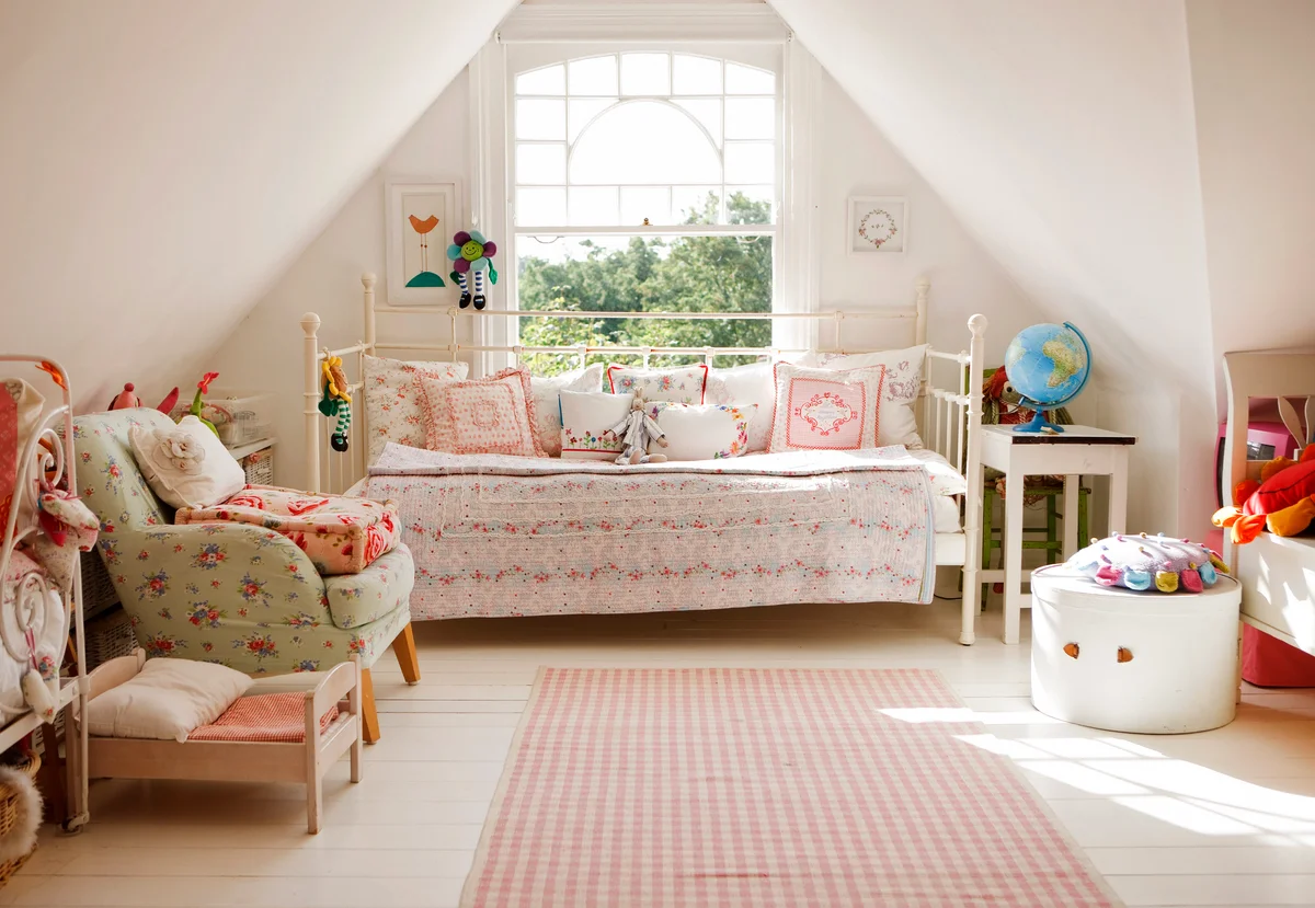 Children's bedroom with vintage textiles
