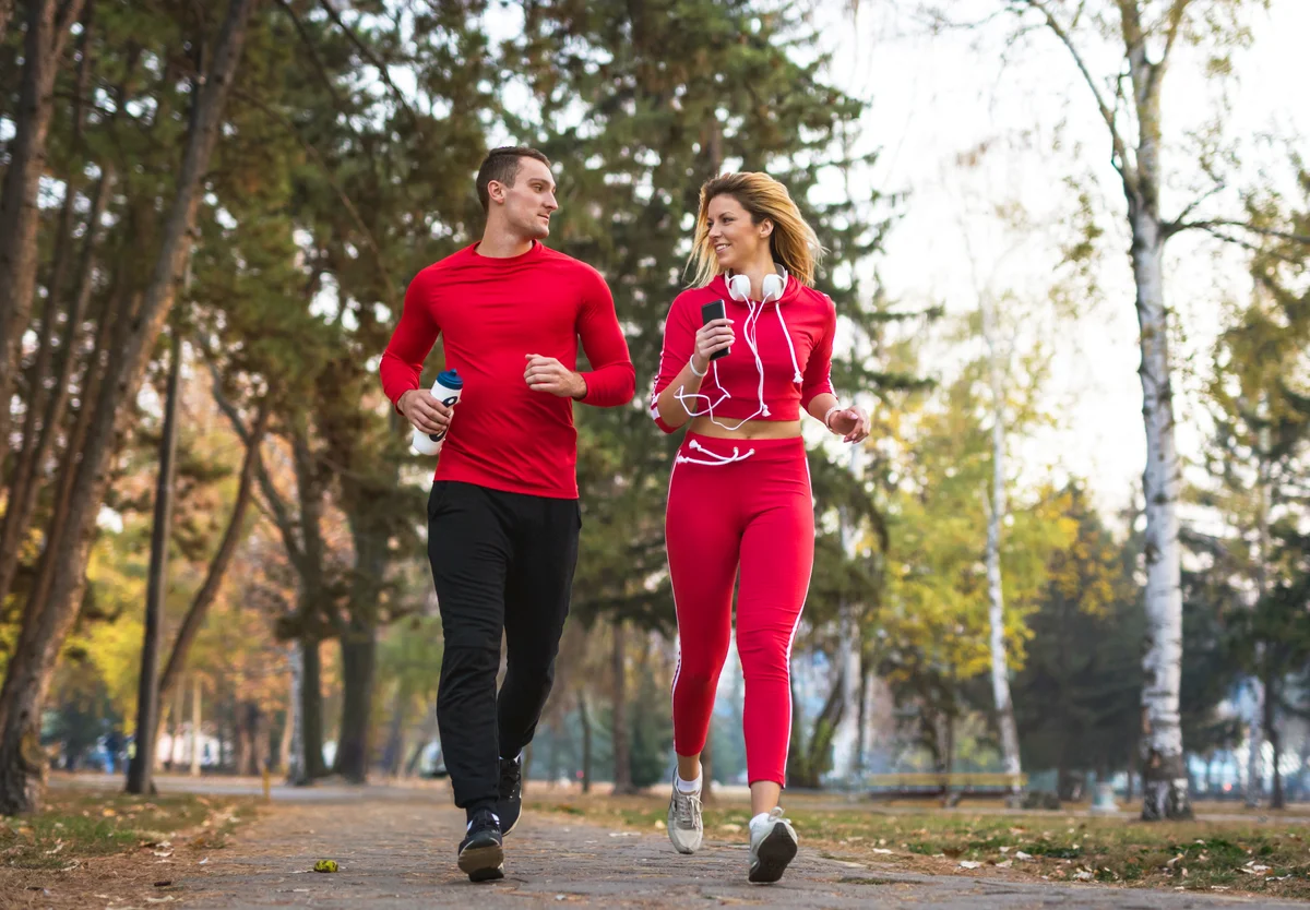 Sport couple running together
