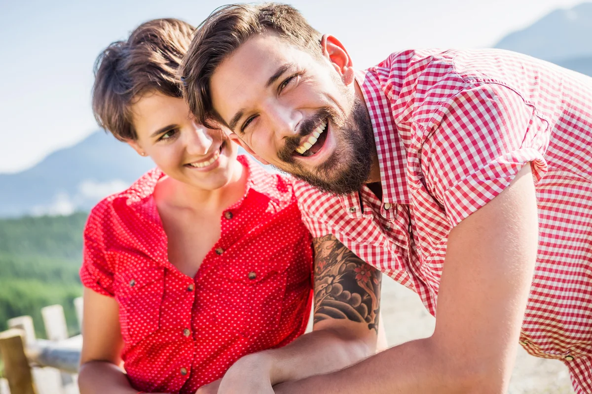 Portrait of happy young couple