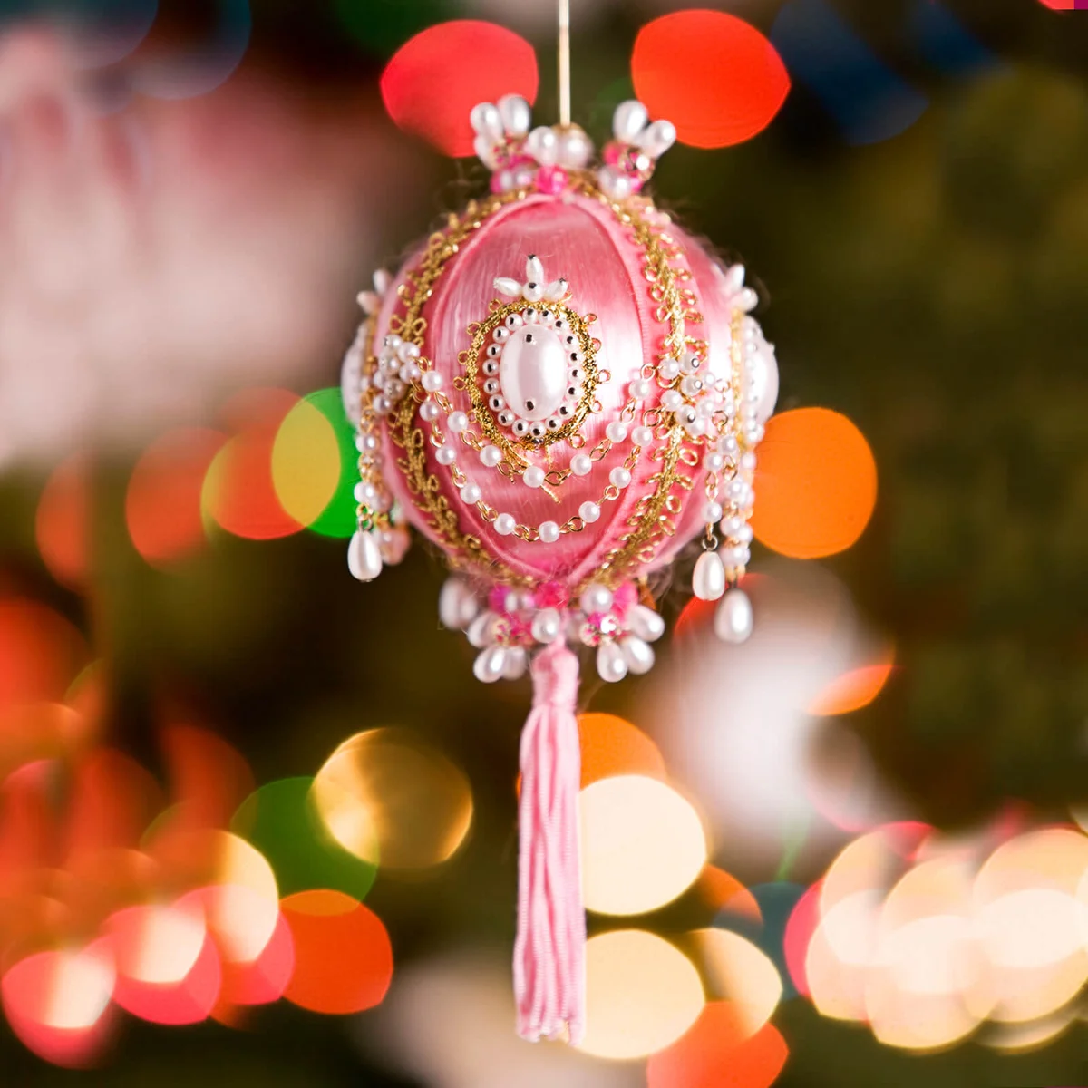 Antique Christmas Ornament with Blurred Tree Lights