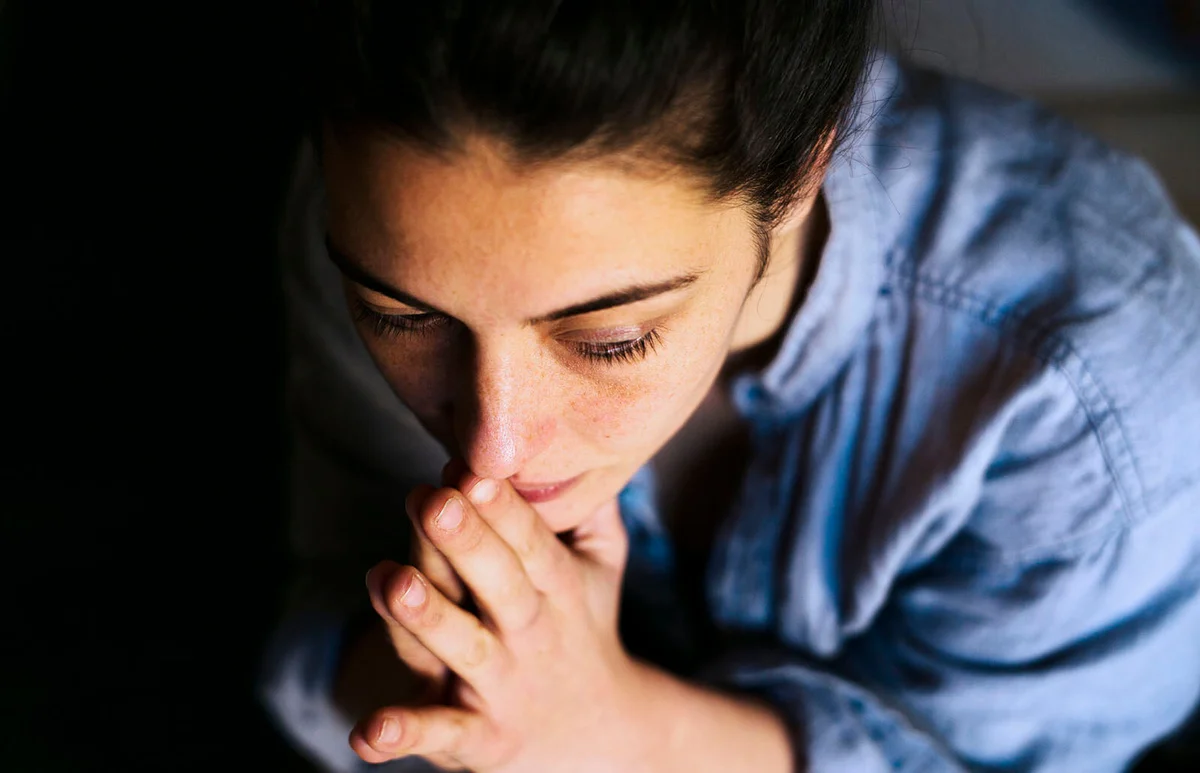 intense portrait of a thoughtful woman