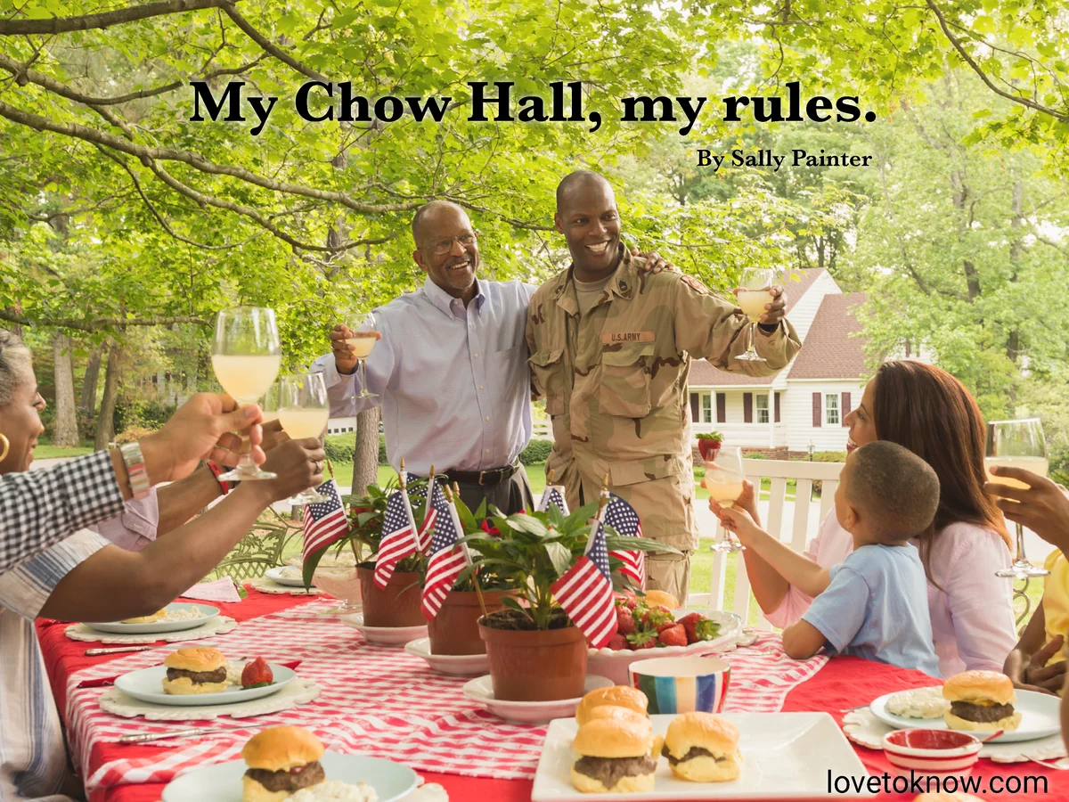 Military family having a barbecue and a  military family quote