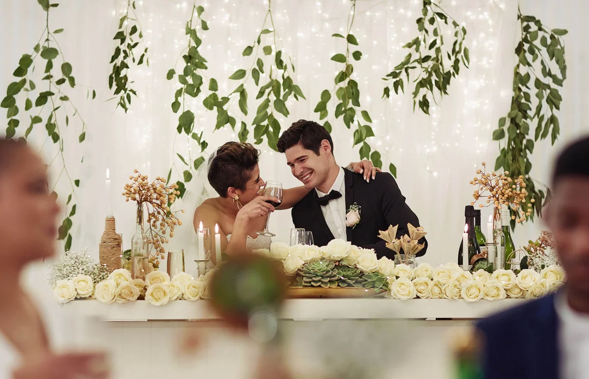 Stolen moments at their wedding reception