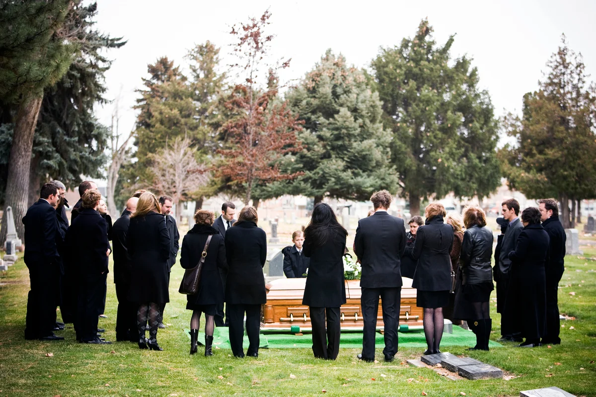 Outdoor shot of funeral