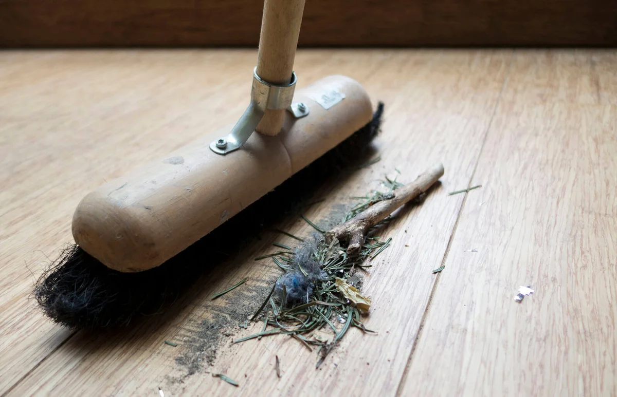 Sweeping bamboo floor