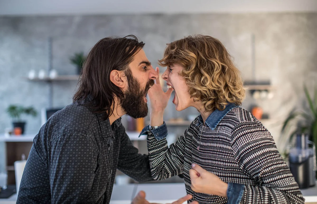 Couple screaming at each other