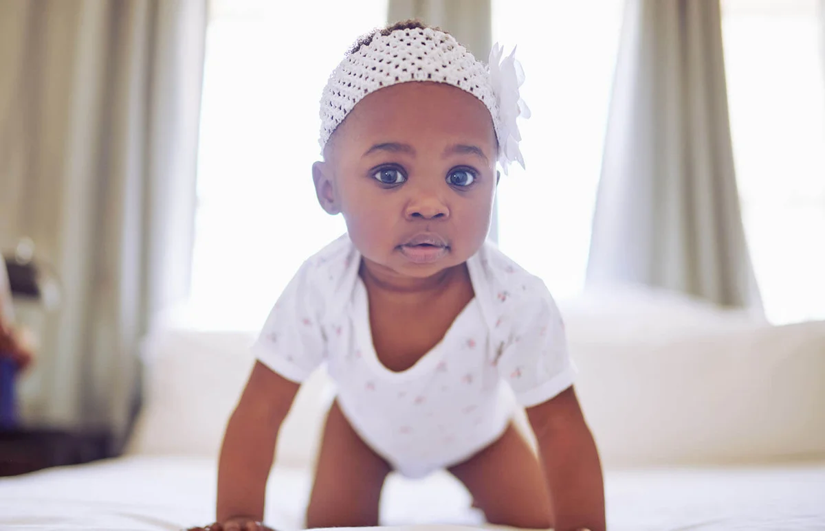 adorable baby girl at home