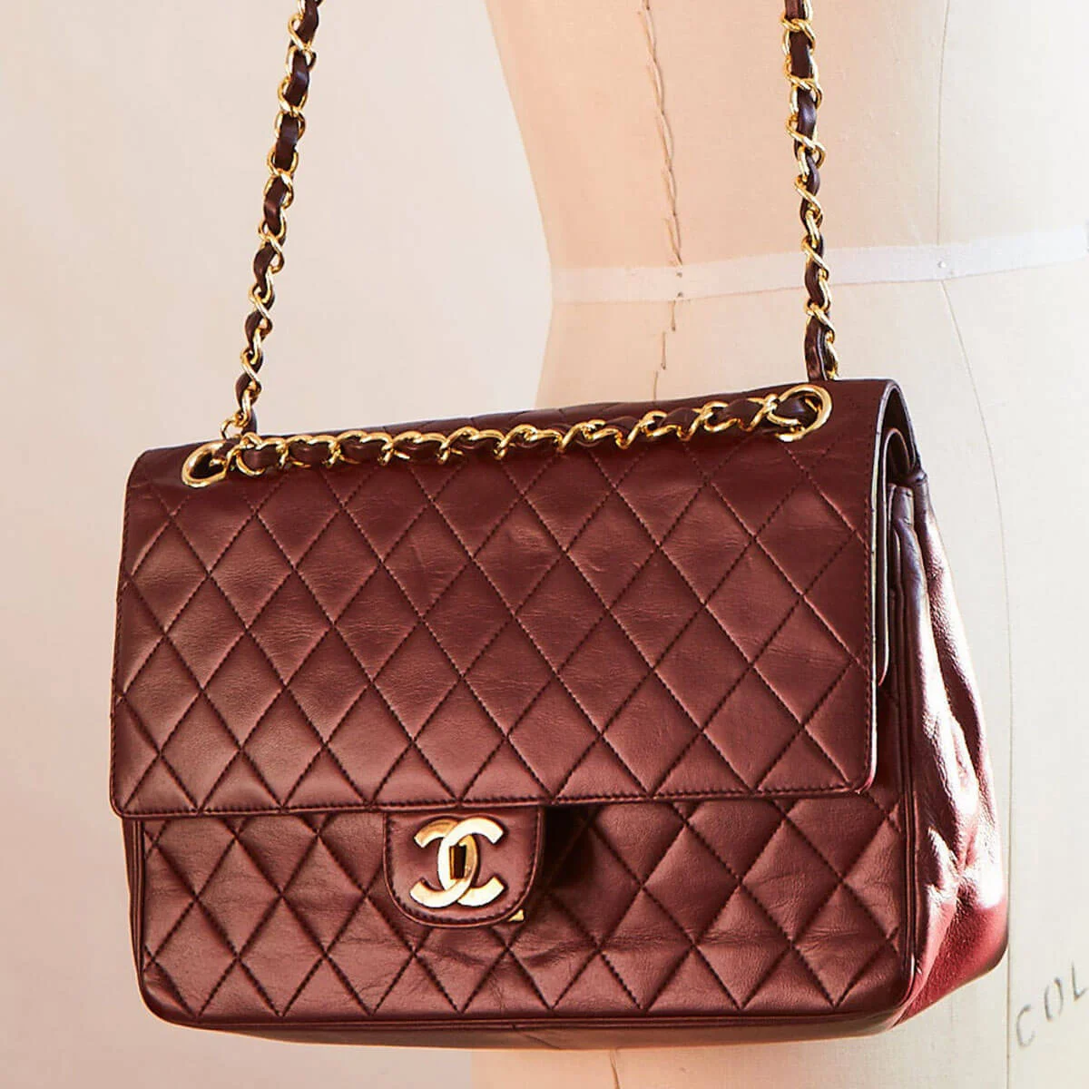 1960s Chanel 2.55 Bag Double Flap Burgundy Lamb | Authentic - now an Antique | Guaranteed Original Vintage