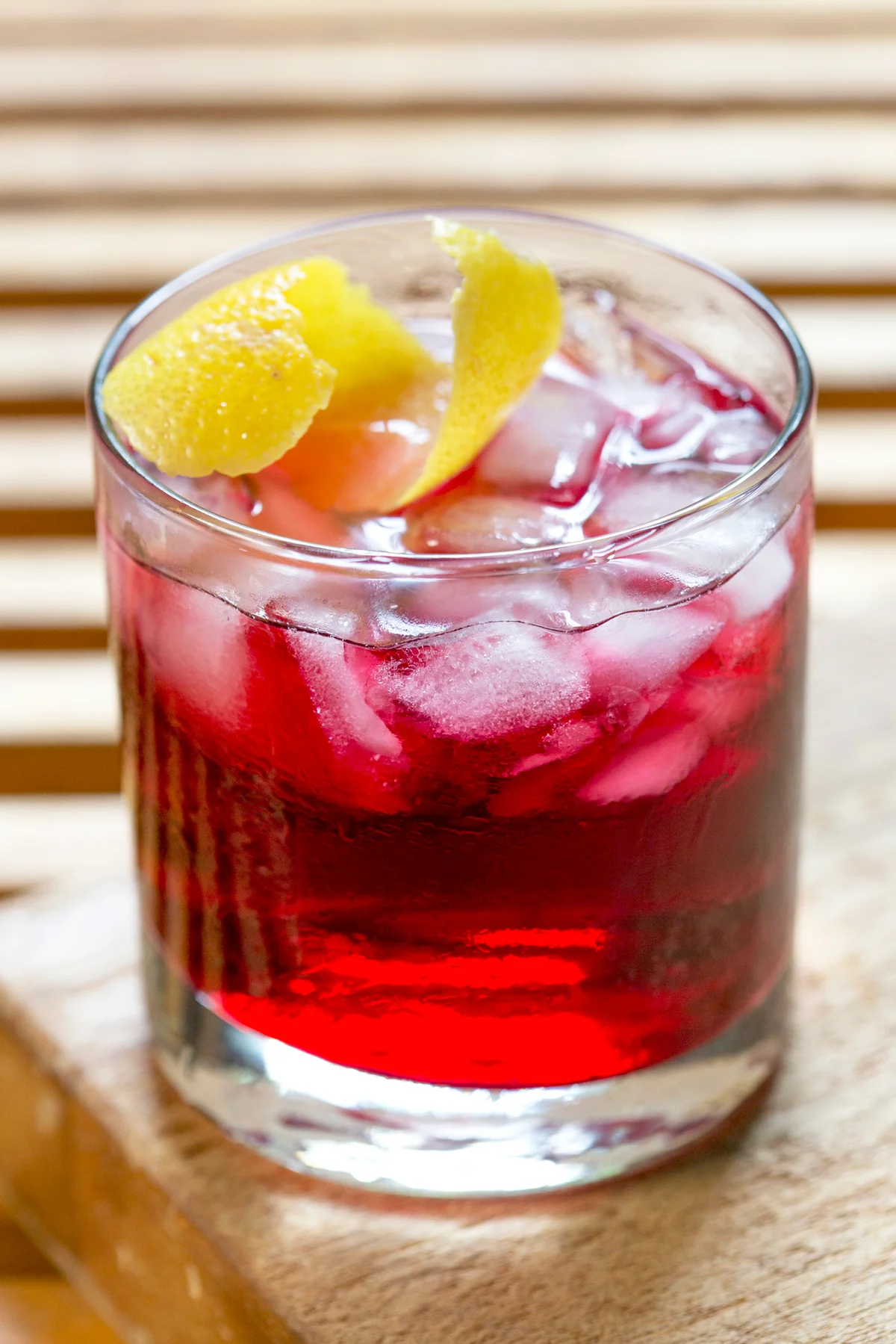 Vodka and Cranberry Cocktail with Lemon Garnish