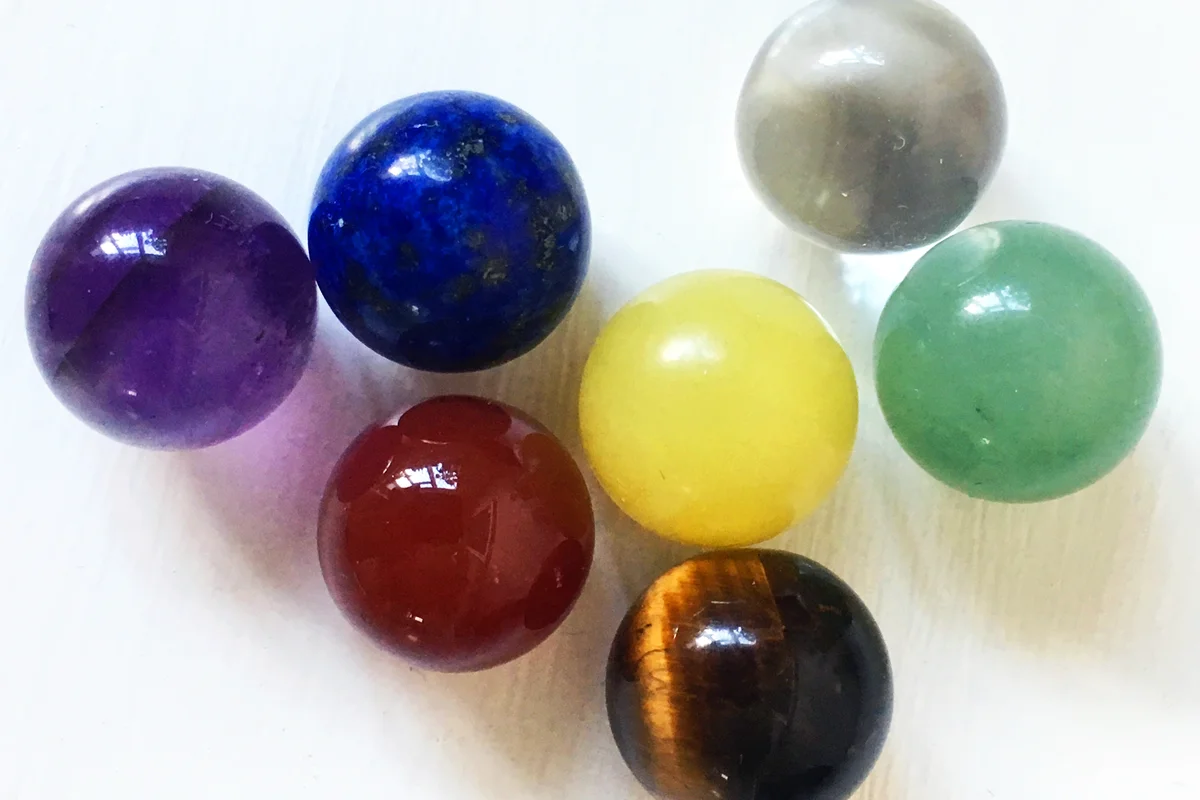 Seven healing chakras stones
