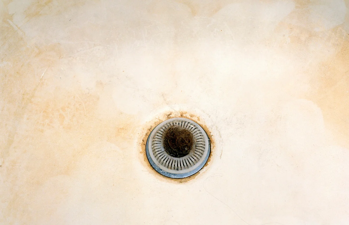 The drain of a bathtub