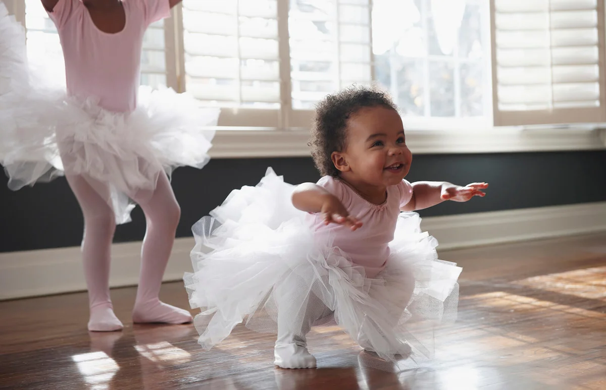 Toddler In Tutu, Practicing Dance Moves