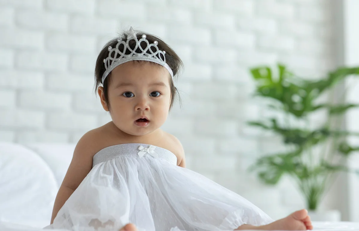 Cute Baby Girl Wearing Tiara