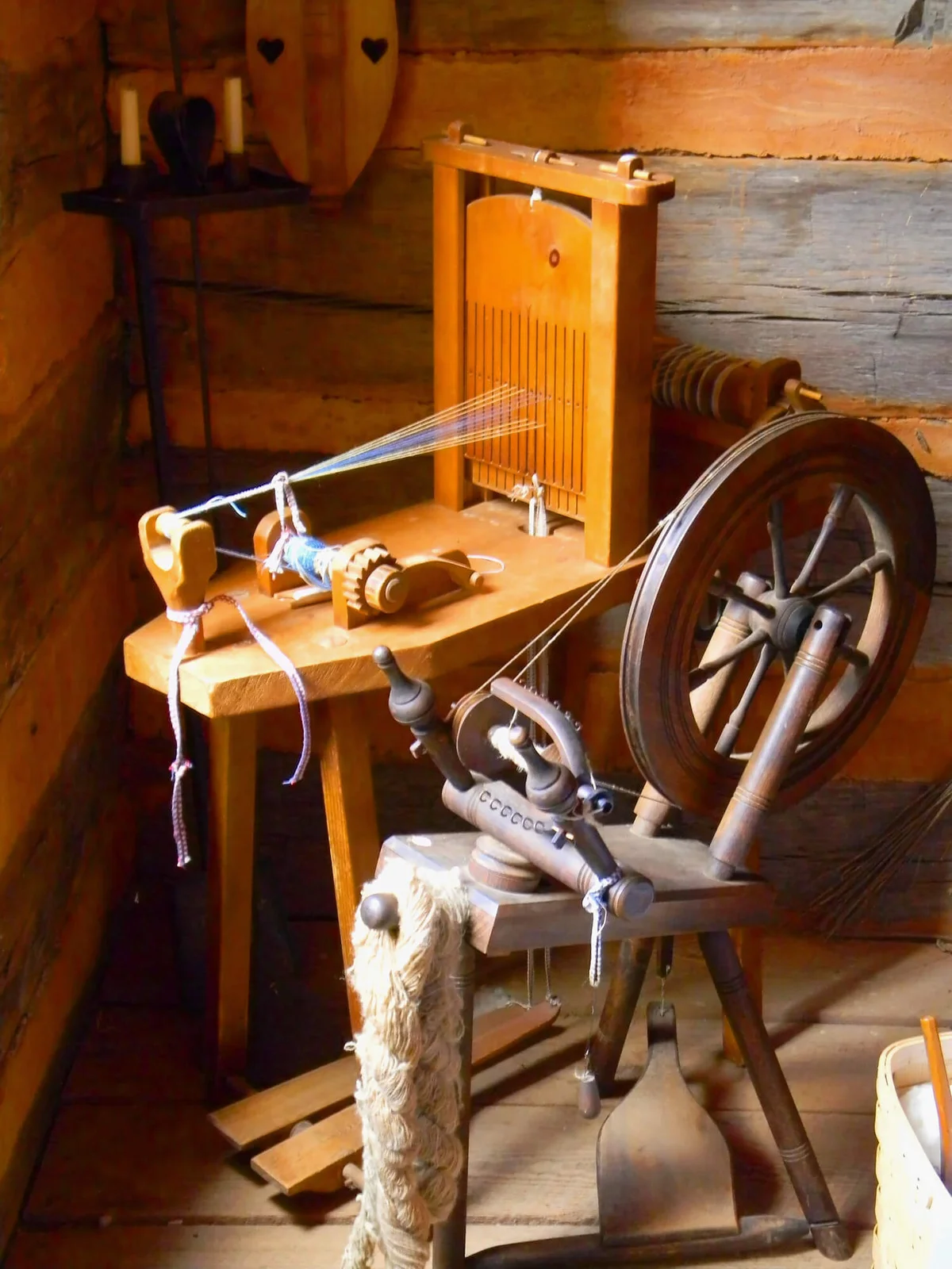 Vintage Loom and Spinning Wheel
