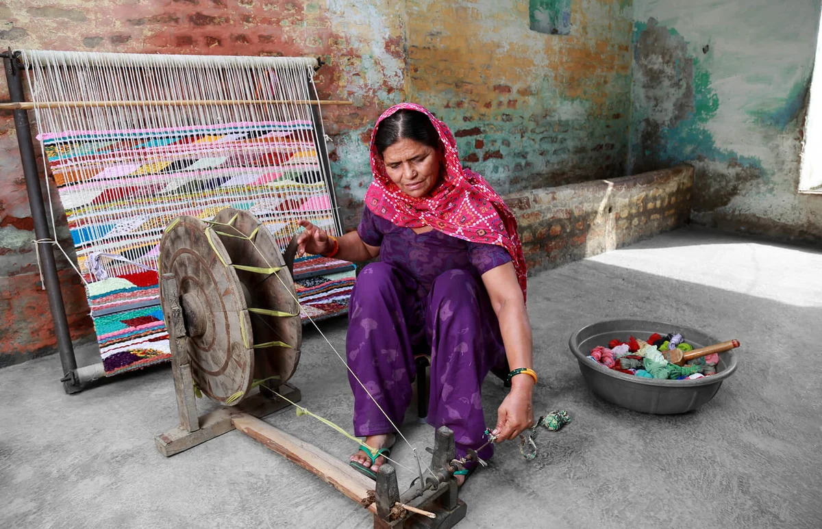 Indian Women Weaving Textile