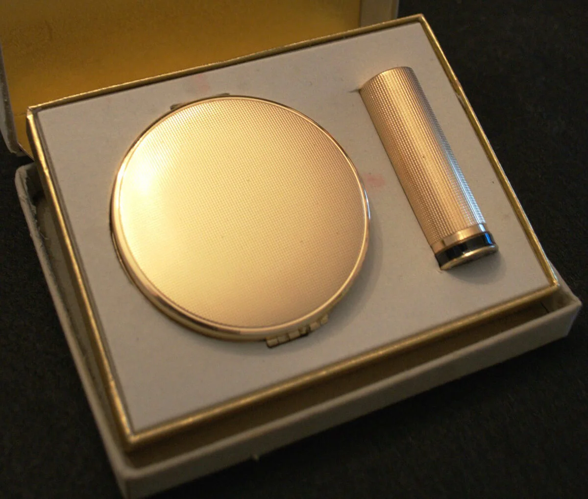 Vintage Elizabeth Arden Compact Set with Matching Lipstick Holder