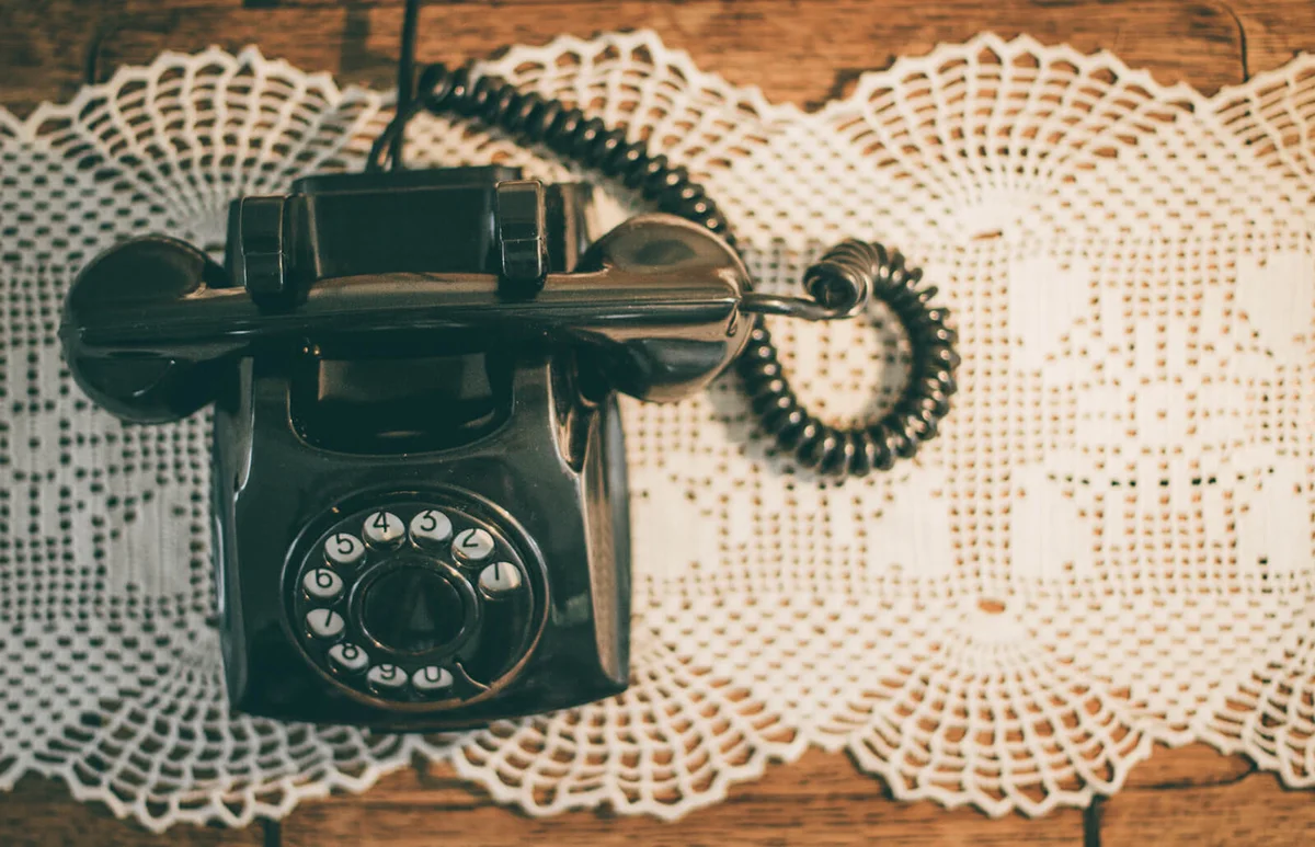 Vintage Landline Phone On Table