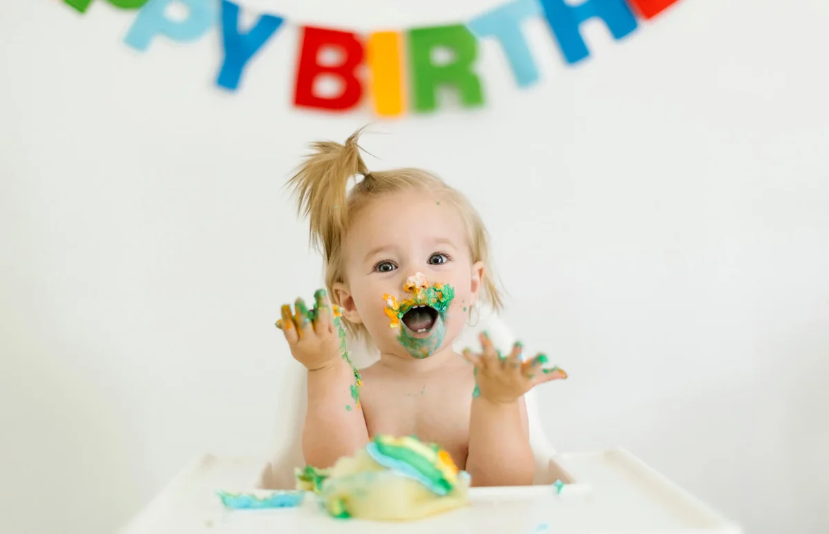 Baby girl celebrating first birthday