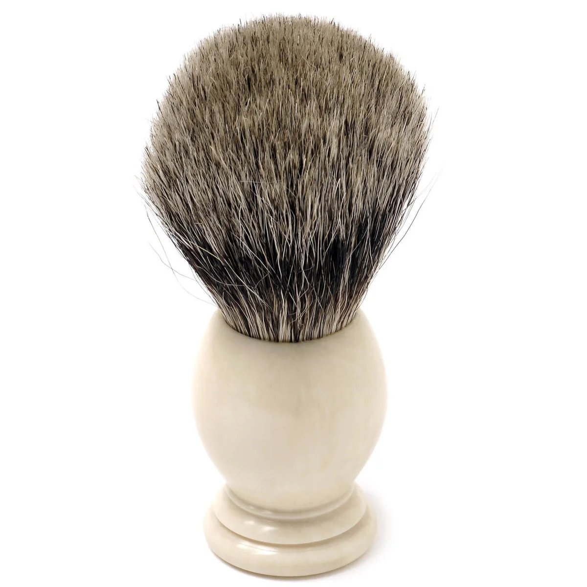 shaving brush, for use with traditional shaving soap to build foam and lather, then to apply directly to face