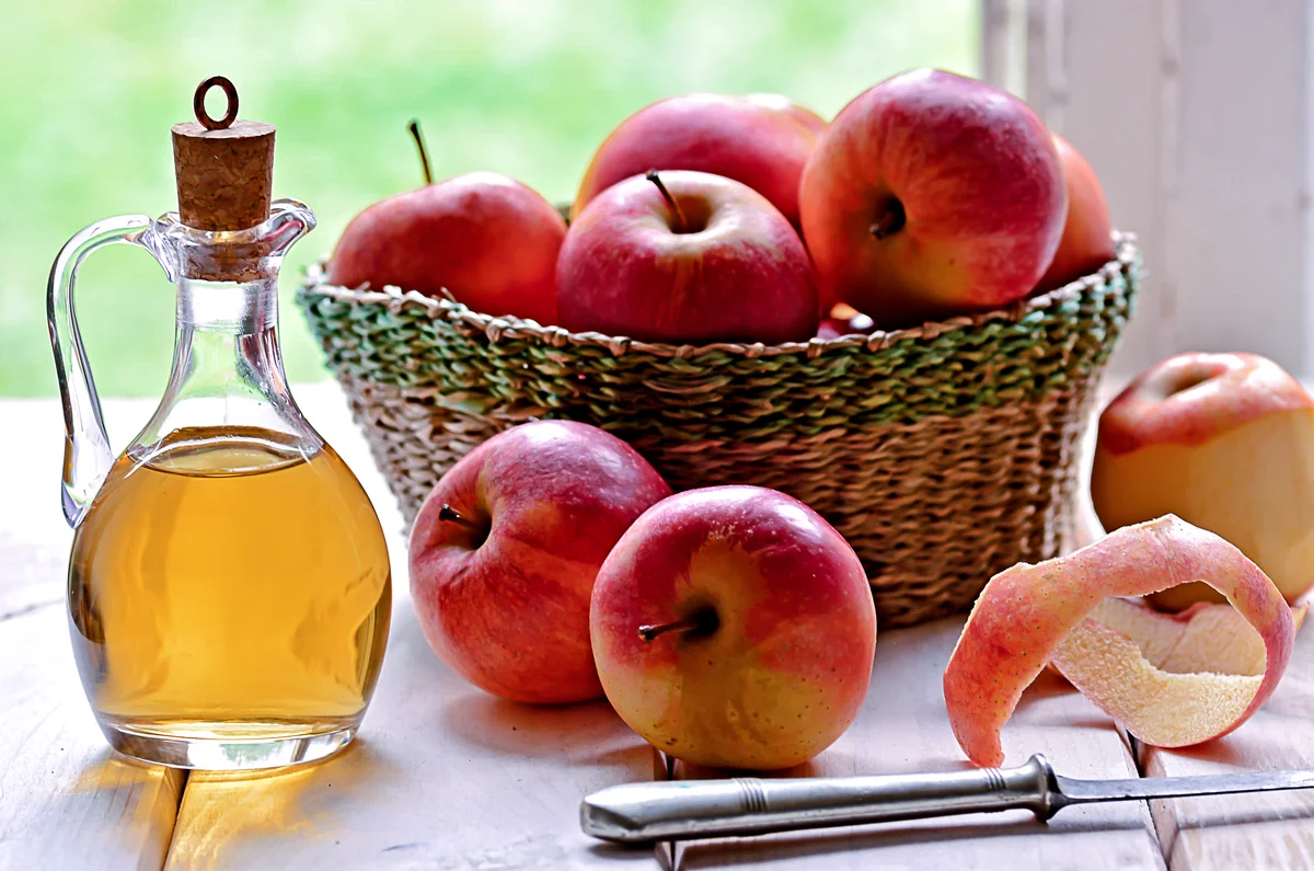 Bottle of organic apple vinegar