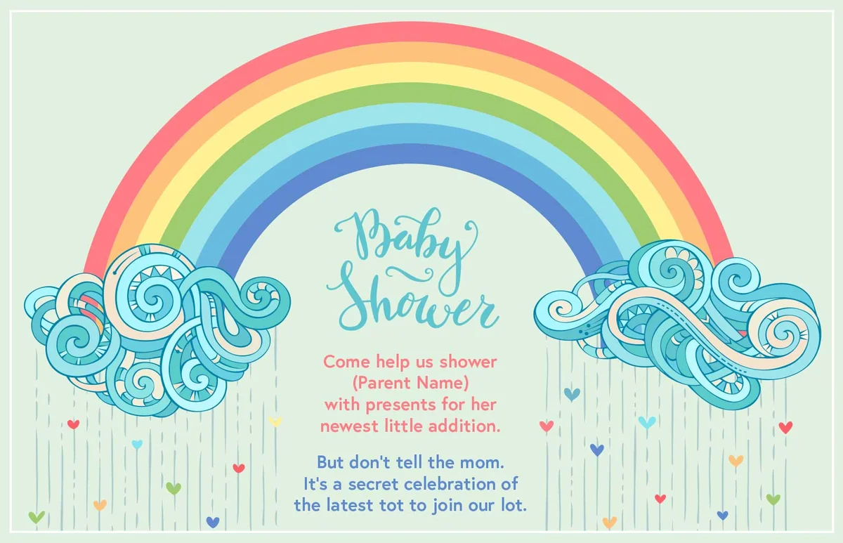 baby shower invitation rainbow