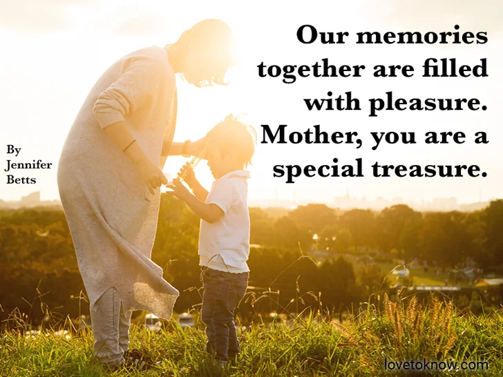 Sunset with mother and son and a Mother's day poem