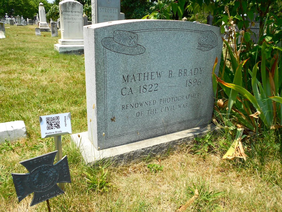 QR code marker for photographer Mathew Brady