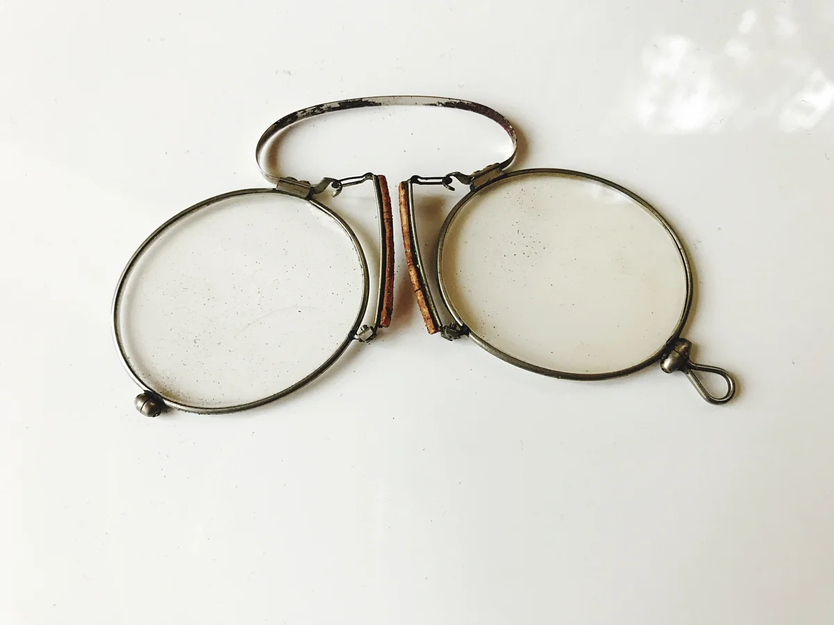 Closeup of antique eyeglasses