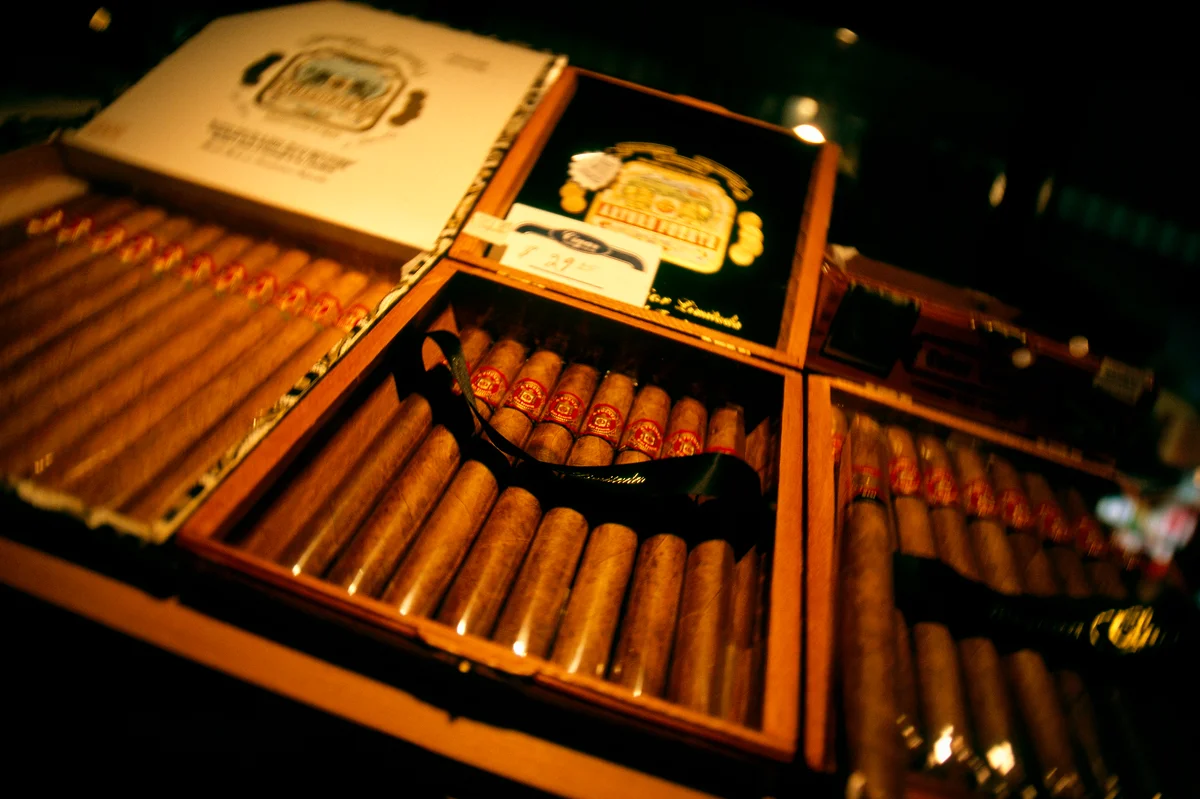 Antique cigar box with cigars
