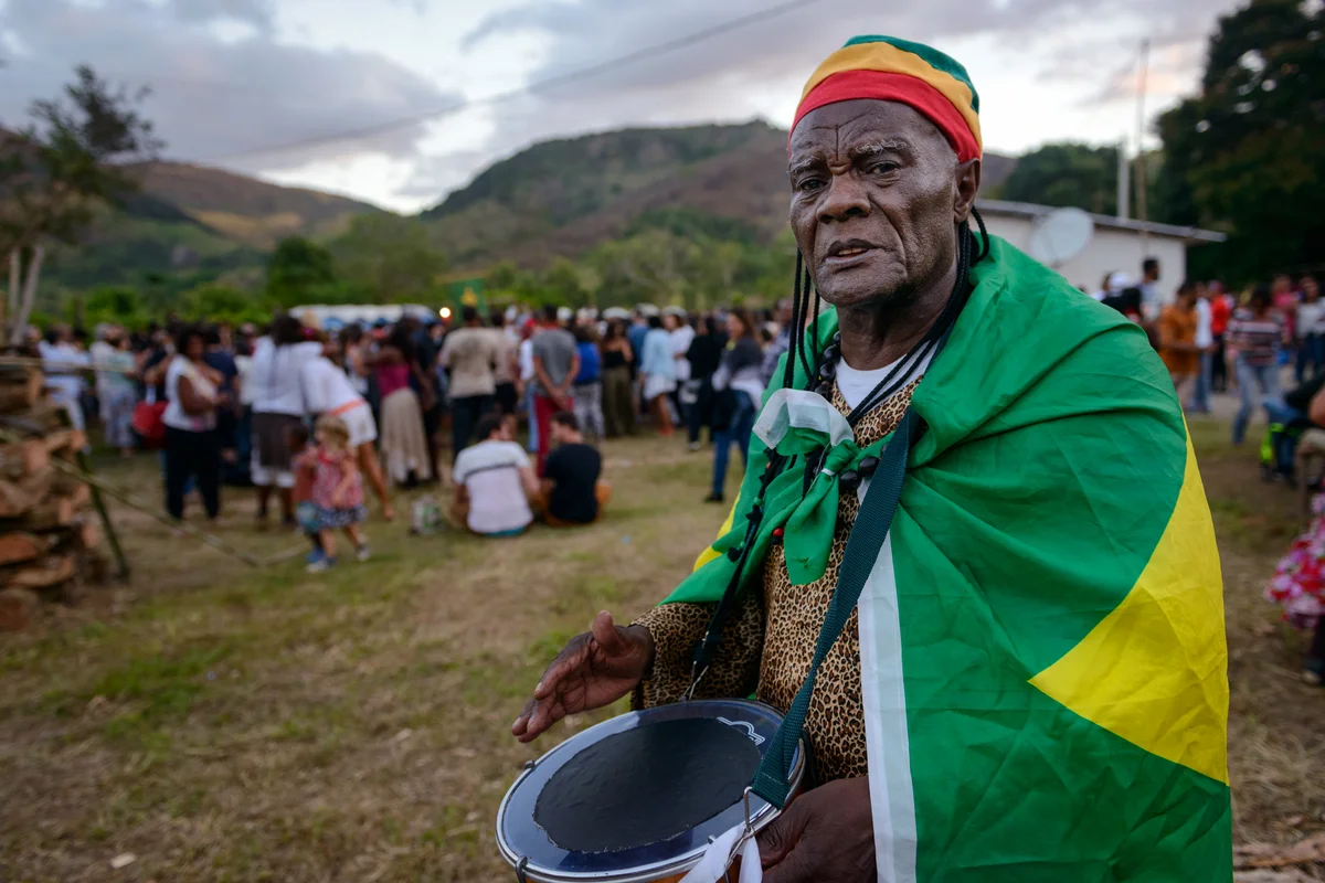 Old man during a jamaican funeral