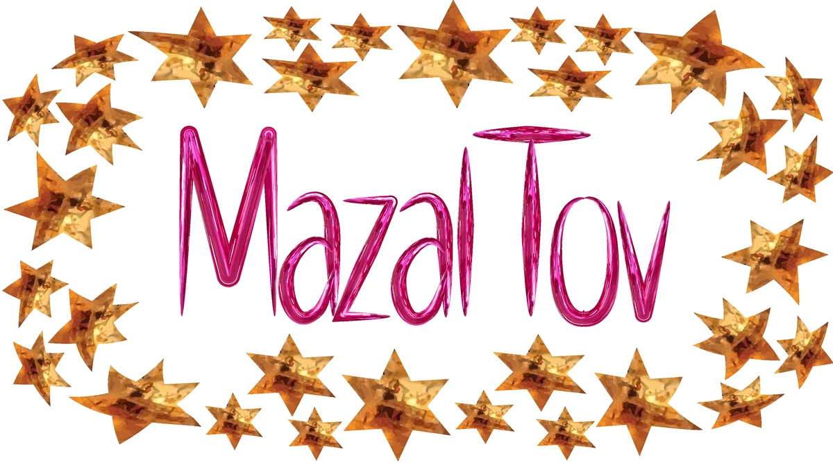 Mazal Tov sign with stars