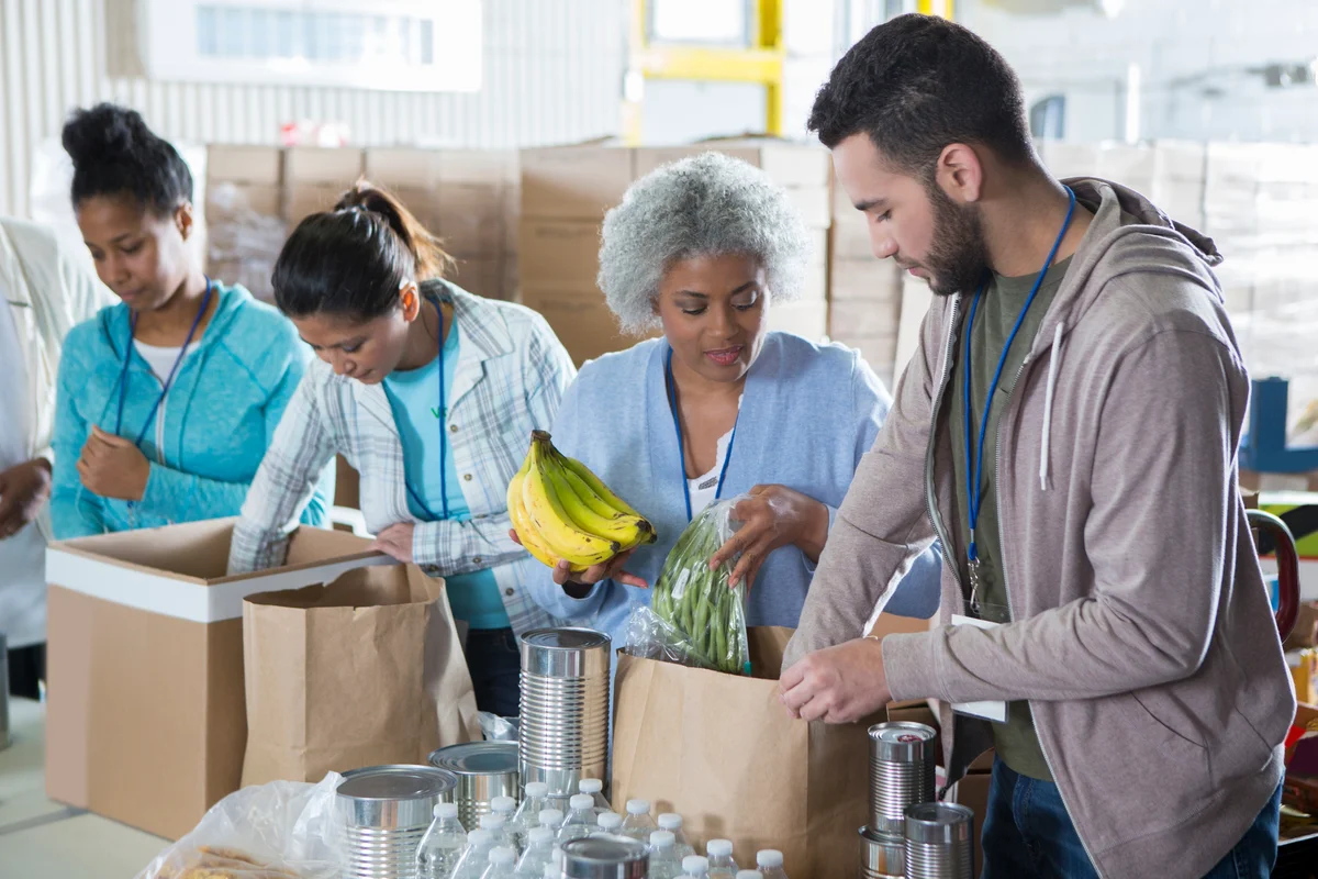 Volunteers at local food bank