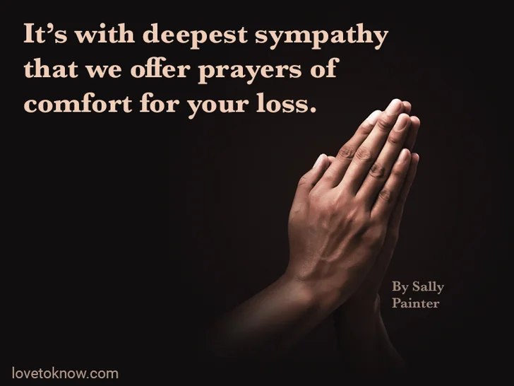 Praying hands and sympathy message