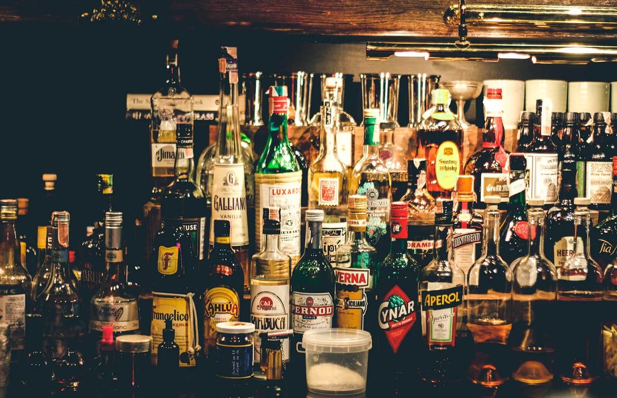 Close-Up Of Liqueur Bottles