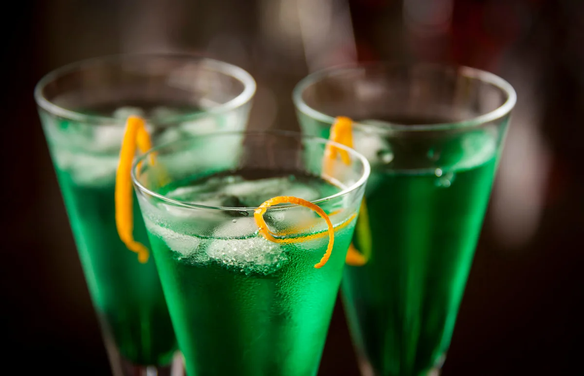Fresh cocktail with mint liqueur