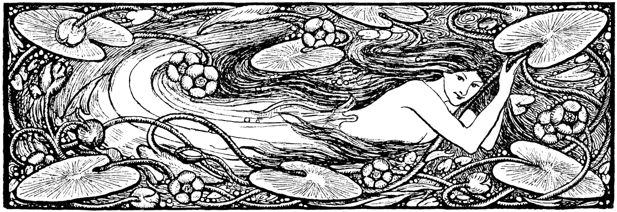 Victorian of Undine with swirling waterlillies