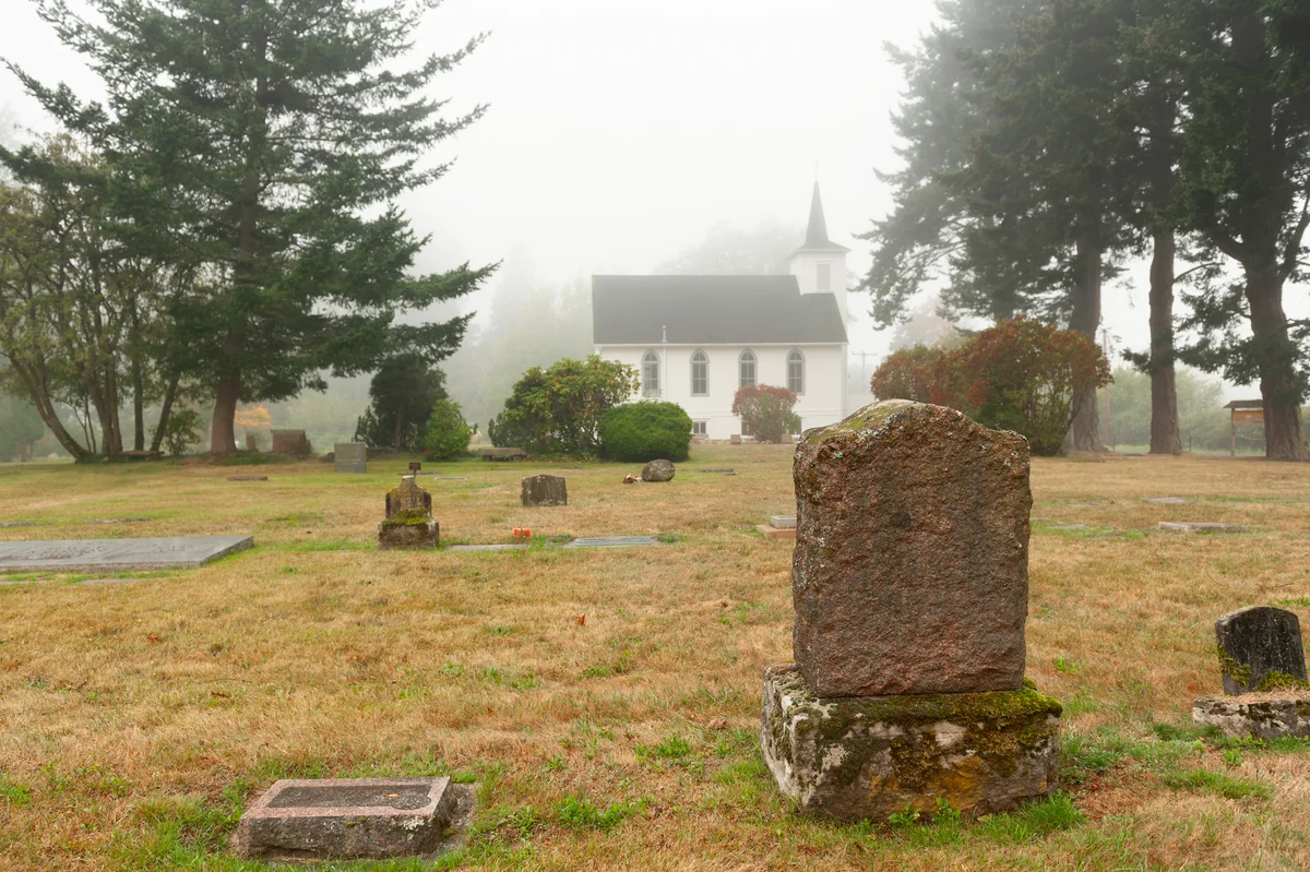 Graveyard and church