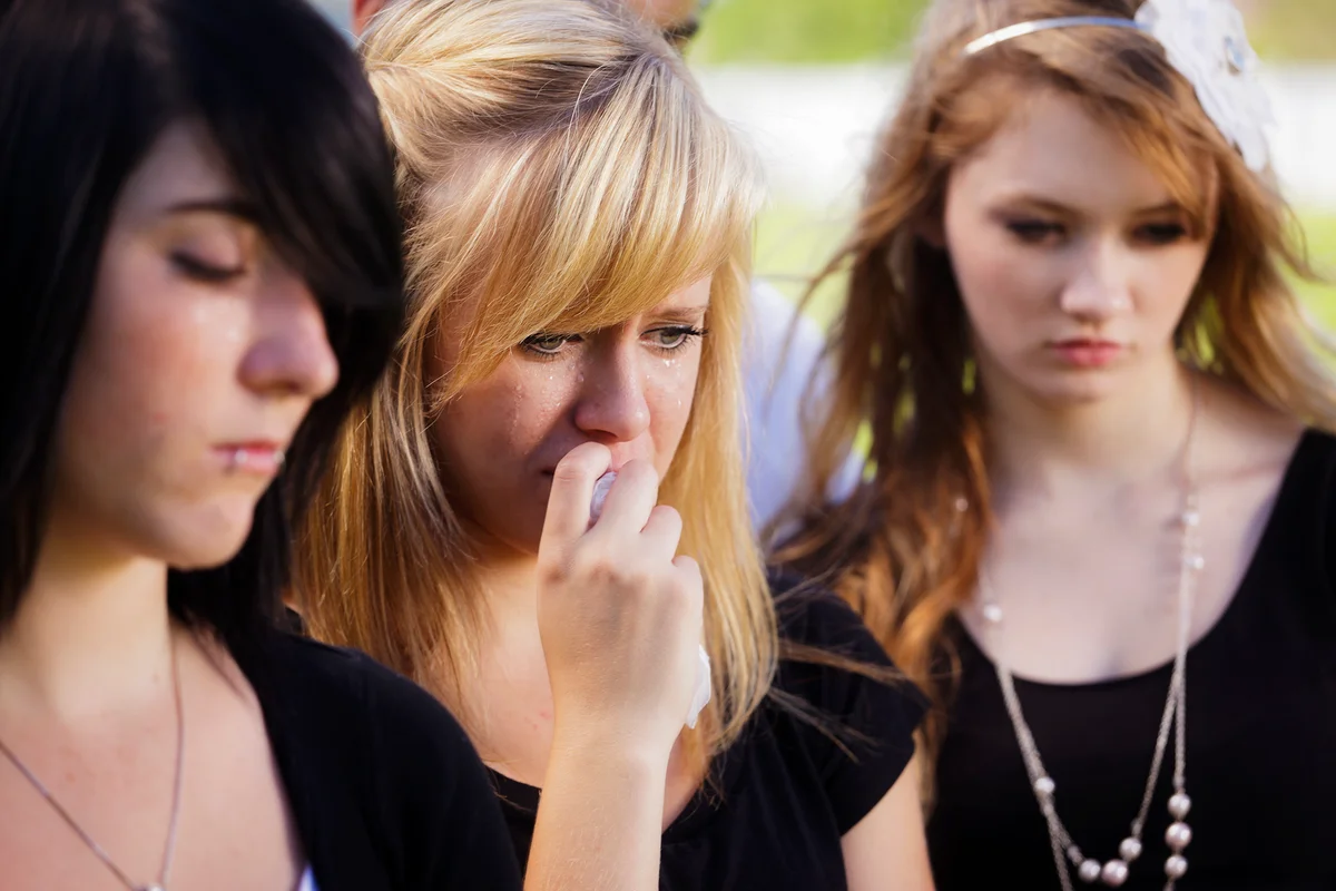 Mourners at funeral
