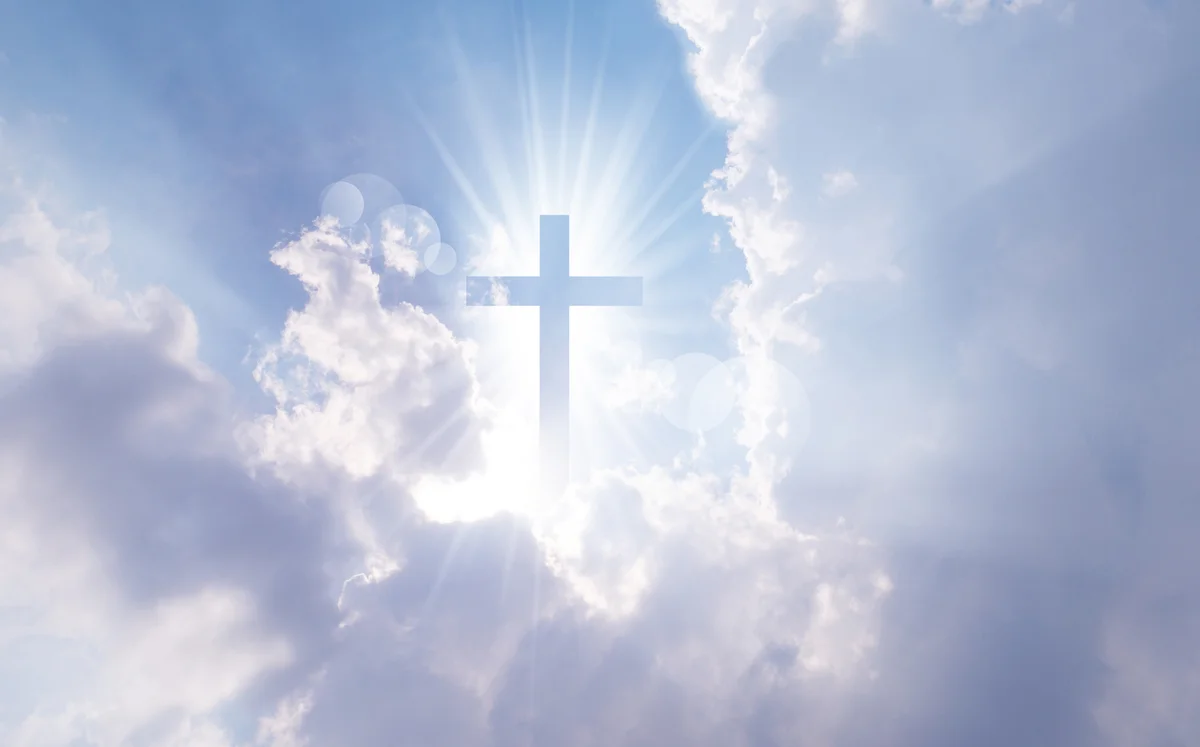 Christian cross in sky