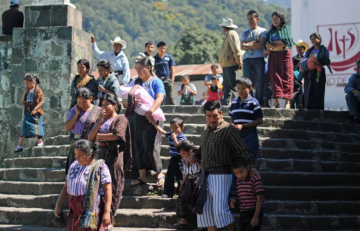 Group of indigenous Mayans in the town of Santiago Atitlan, Guatemala
