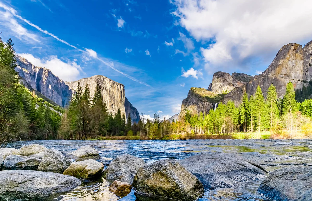 View of El Capitan and Half Dome in Yosemite National Park