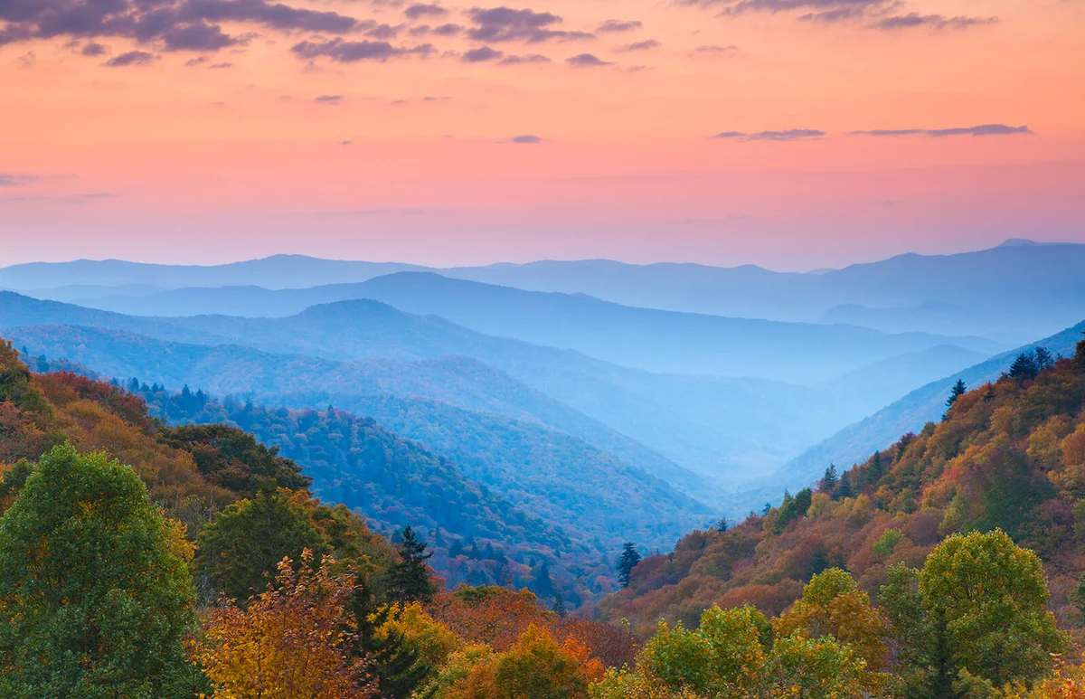 Rolling Mountain Ranges at Sunrise