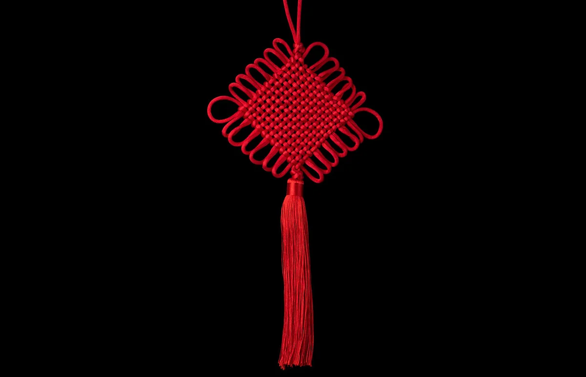 Chinese knot isolated on black background