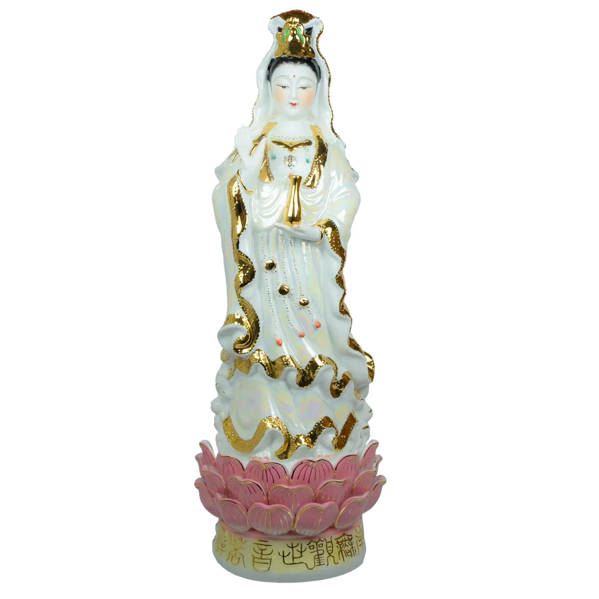 Quan Yin Buddha Statue Standing on Lotus Flower