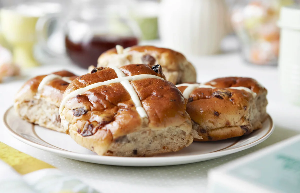 Close up of plate of scones