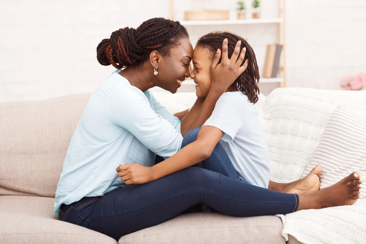 Woman taking care of her child