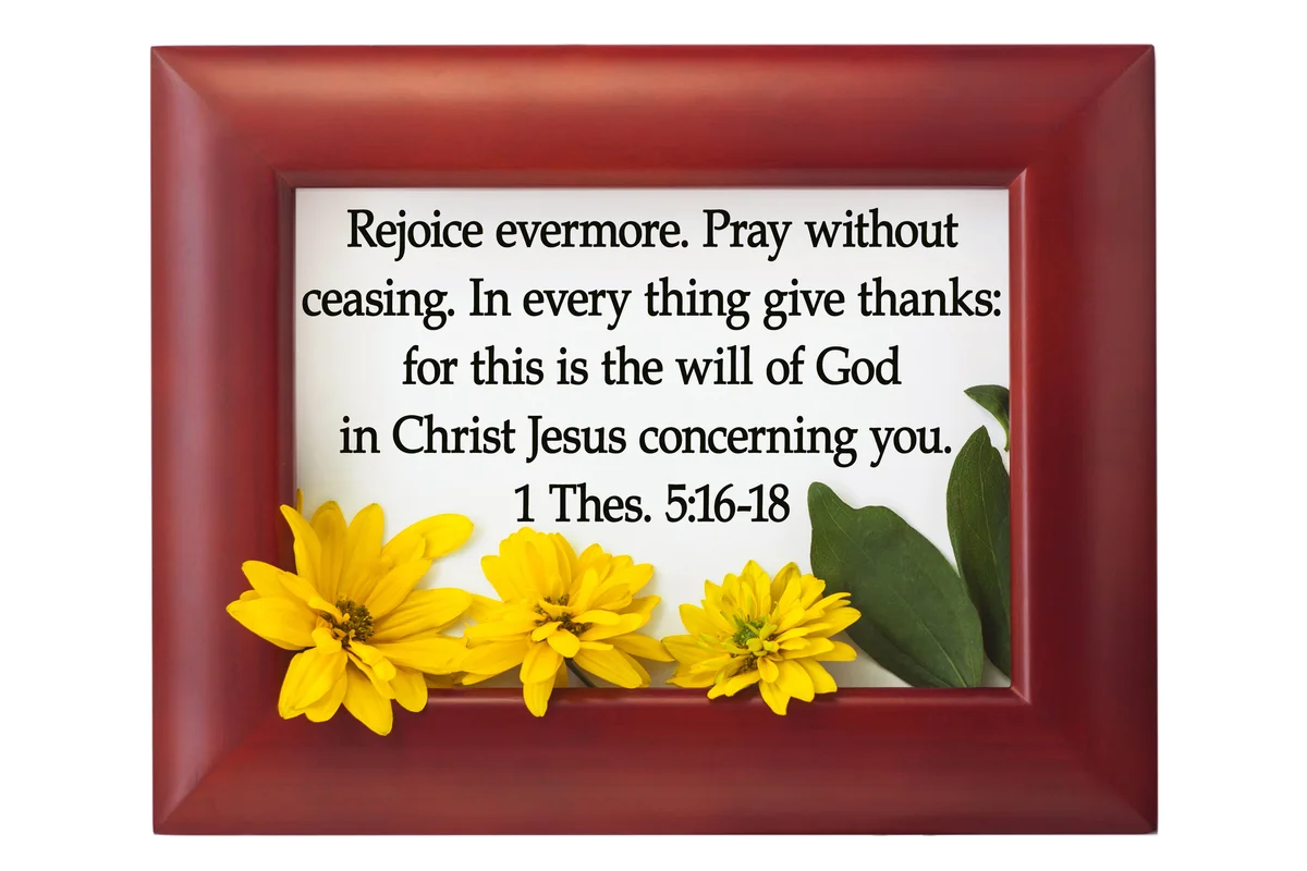 Bible quote in wood frame and yellow flower
