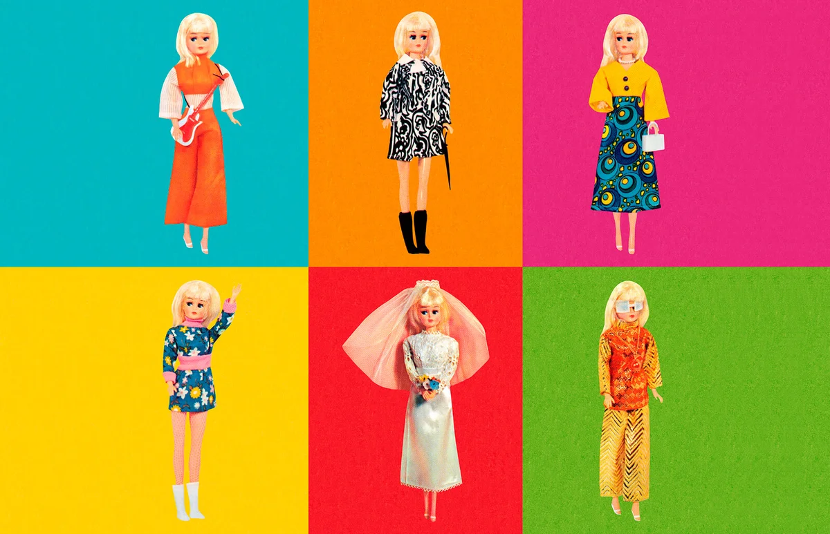 Fashion Doll Wearing Six Different Outfits